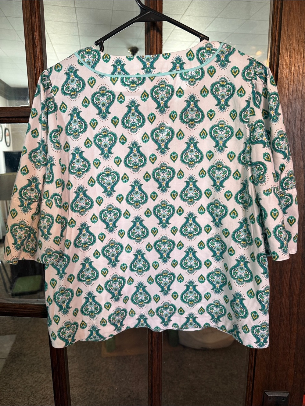 LOFT Womens Green Paisley V-Neck Bell Half Sleeve‎ Blouse Top Small RN140923 - Picture 5 of 6